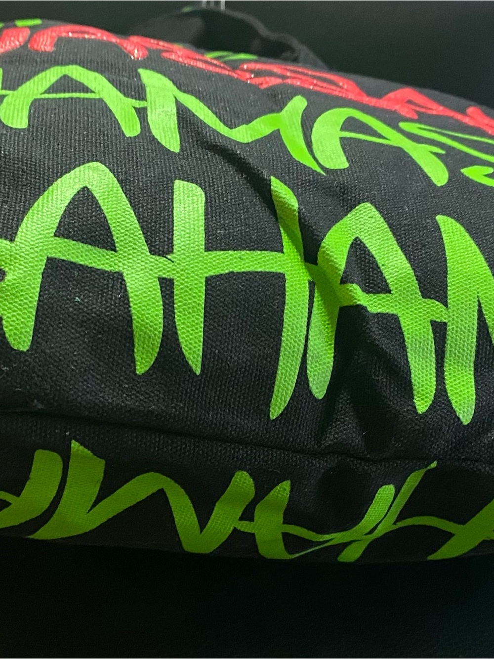 Nassau Bahamas Graphic Crossbody Tote Bag Black with Neon Green & Pink - Picture 6 of 10